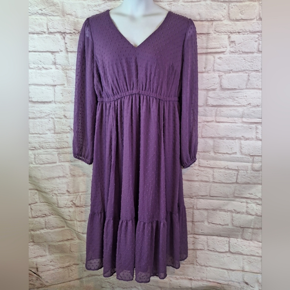 NWT Torrid Size 1 14/16 Plus Clip Dot Open Back A Line Purple Heart Dress